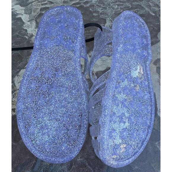 SHOES Girls Cat & Jack Jelly Shoes Size 12 Blue Glitter - Picture 2 of 6